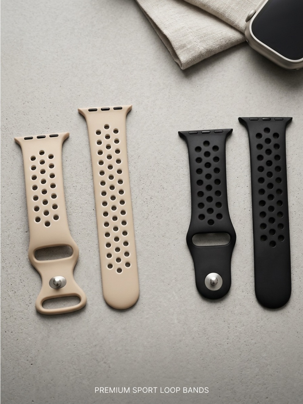 Apple Watch Nike Sport Black + Beige Offbrand Band S/M Fits 38mm/40mm/41mm cases